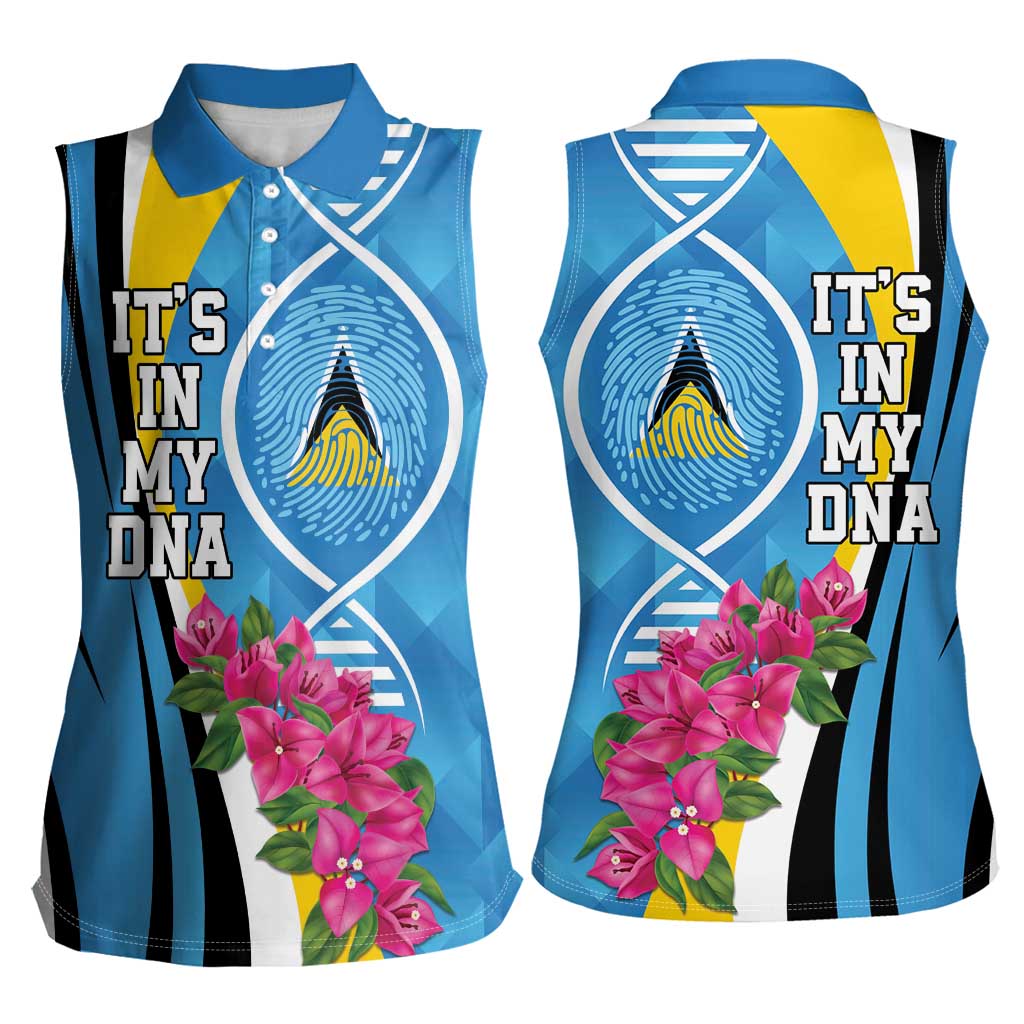 Saint Lucia Flag Pride It's in My DNA Women Sleeveless Polo Shirt