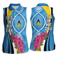 Saint Lucia Flag Pride It's in My DNA Women Sleeveless Polo Shirt