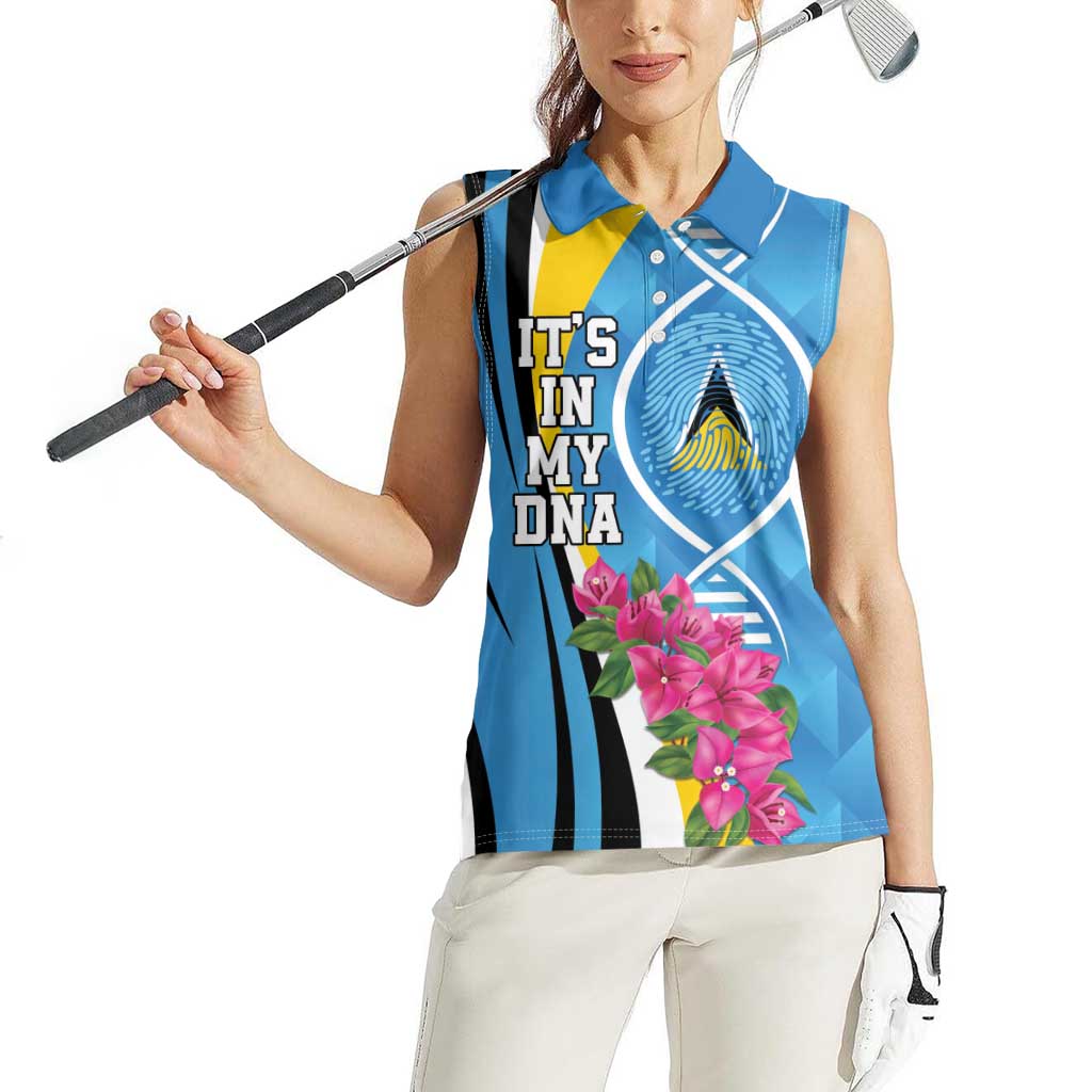 Saint Lucia Flag Pride It's in My DNA Women Sleeveless Polo Shirt