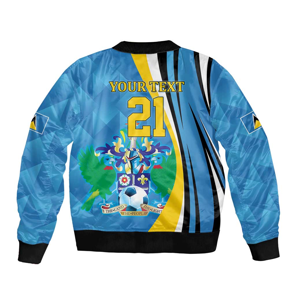 Custom Saint Lucia Football Bomber Jacket Sporty Pattern
