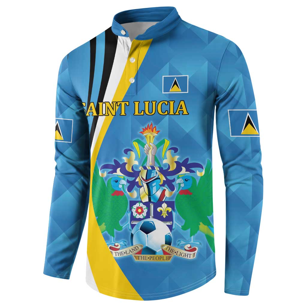 Custom Saint Lucia Football Button Sweatshirt Sporty Pattern