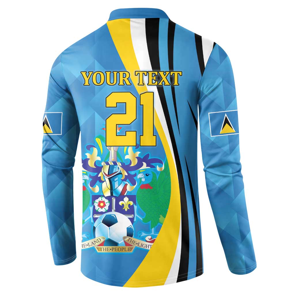 Custom Saint Lucia Football Button Sweatshirt Sporty Pattern