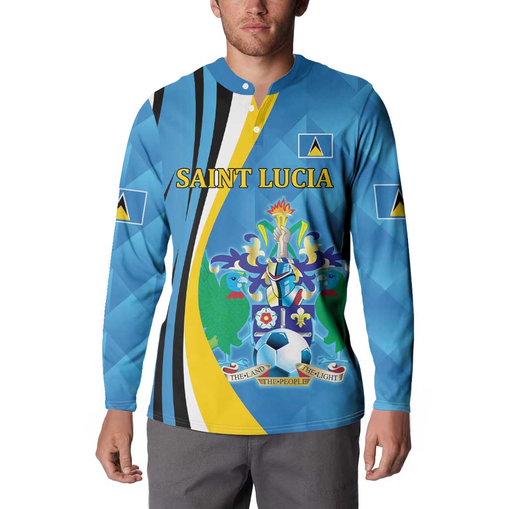 Custom Saint Lucia Football Button Sweatshirt Sporty Pattern