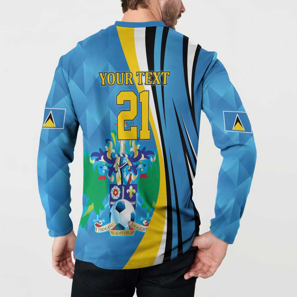 Custom Saint Lucia Football Button Sweatshirt Sporty Pattern
