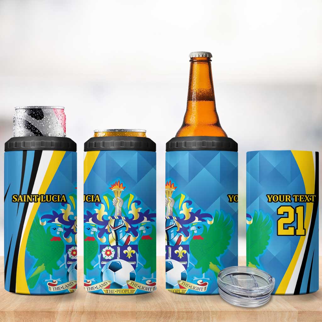 Custom Saint Lucia Football 4 in 1 Can Cooler Tumbler Sporty Pattern