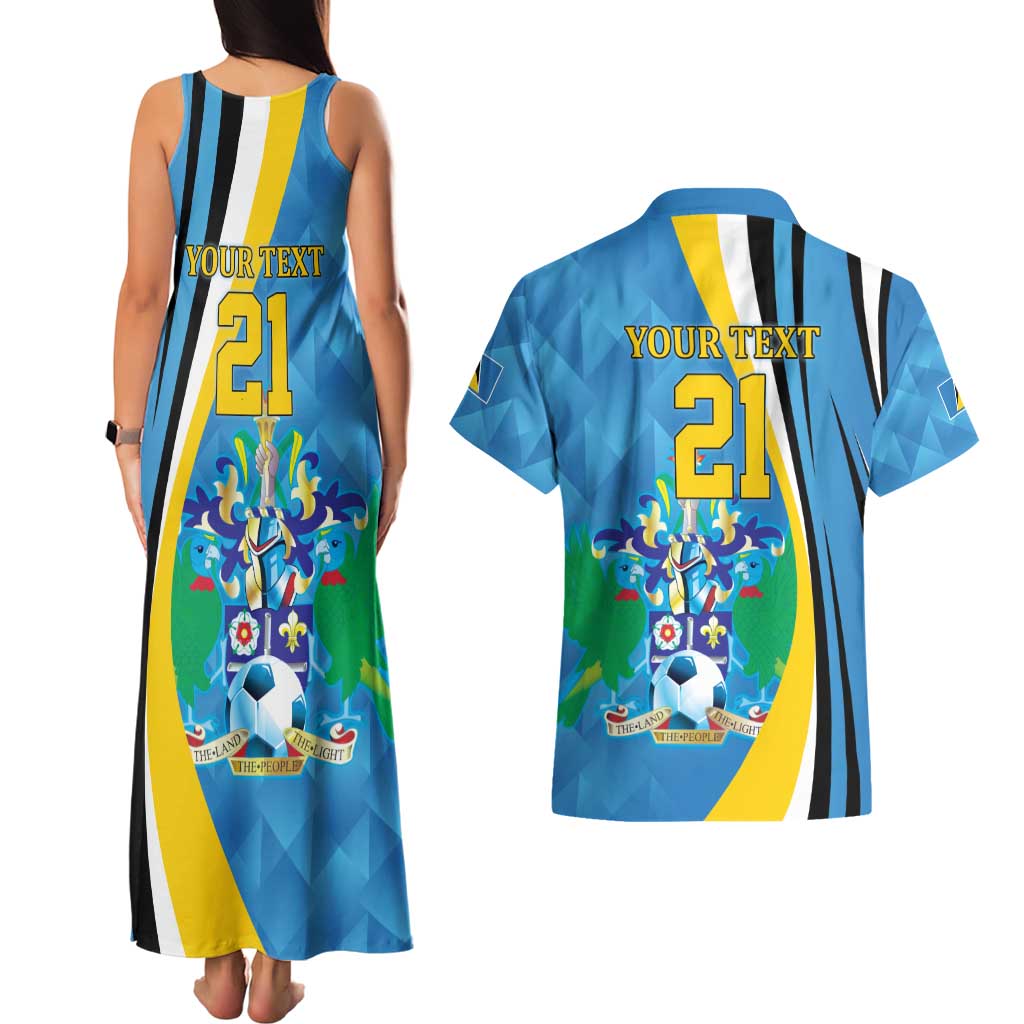 Custom Saint Lucia Football Couples Matching Tank Maxi Dress and Hawaiian Shirt Sporty Pattern