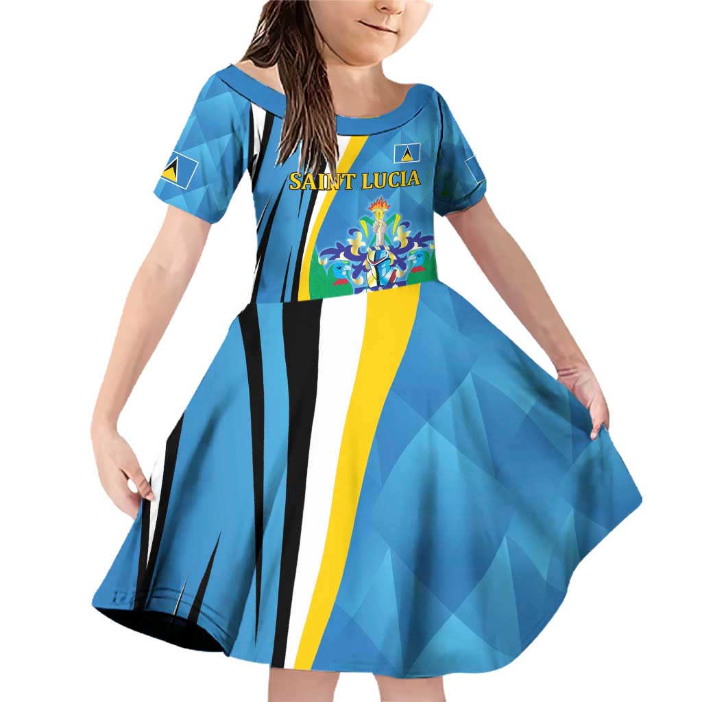 Custom Saint Lucia Football Family Matching Off Shoulder Short Dress and Hawaiian Shirt Sporty Pattern