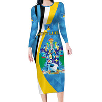 Custom Saint Lucia Football Long Sleeve Bodycon Dress Sporty Pattern