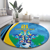 Custom Saint Lucia Football Round Carpet Sporty Pattern