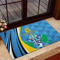 Custom Saint Lucia Football Rubber Doormat Sporty Pattern
