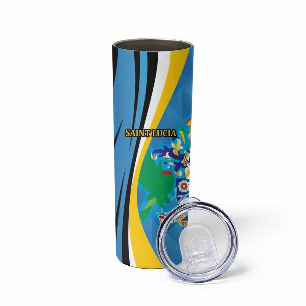Custom Saint Lucia Football Skinny Tumbler Sporty Pattern