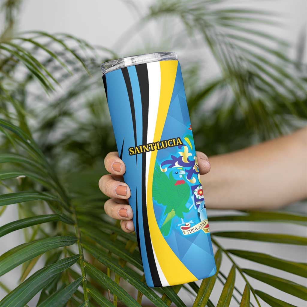 Custom Saint Lucia Football Skinny Tumbler Sporty Pattern