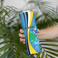 Custom Saint Lucia Football Skinny Tumbler Sporty Pattern