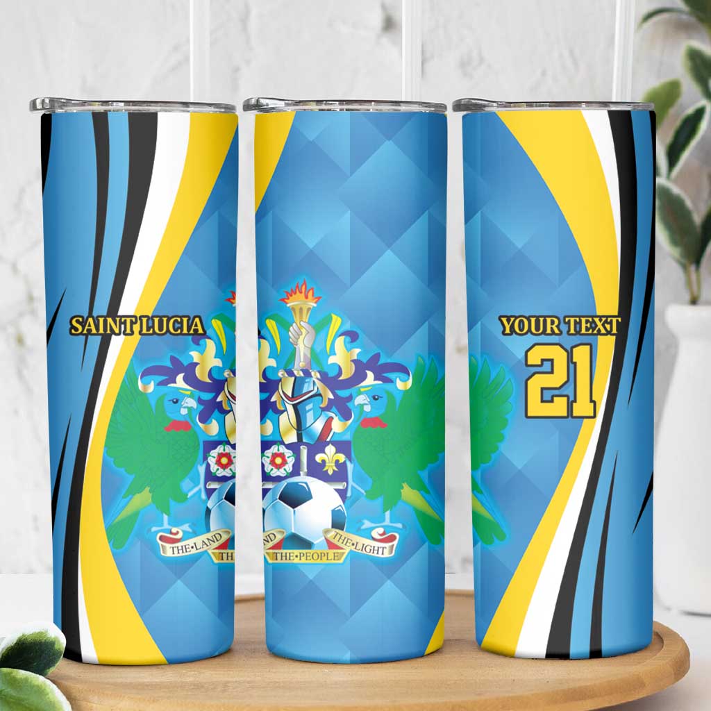 Custom Saint Lucia Football Skinny Tumbler Sporty Pattern