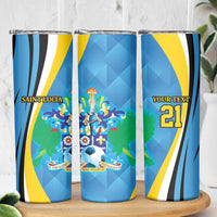 Custom Saint Lucia Football Skinny Tumbler Sporty Pattern