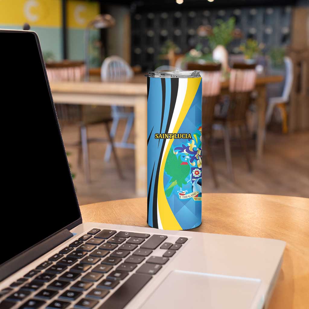 Custom Saint Lucia Football Skinny Tumbler Sporty Pattern