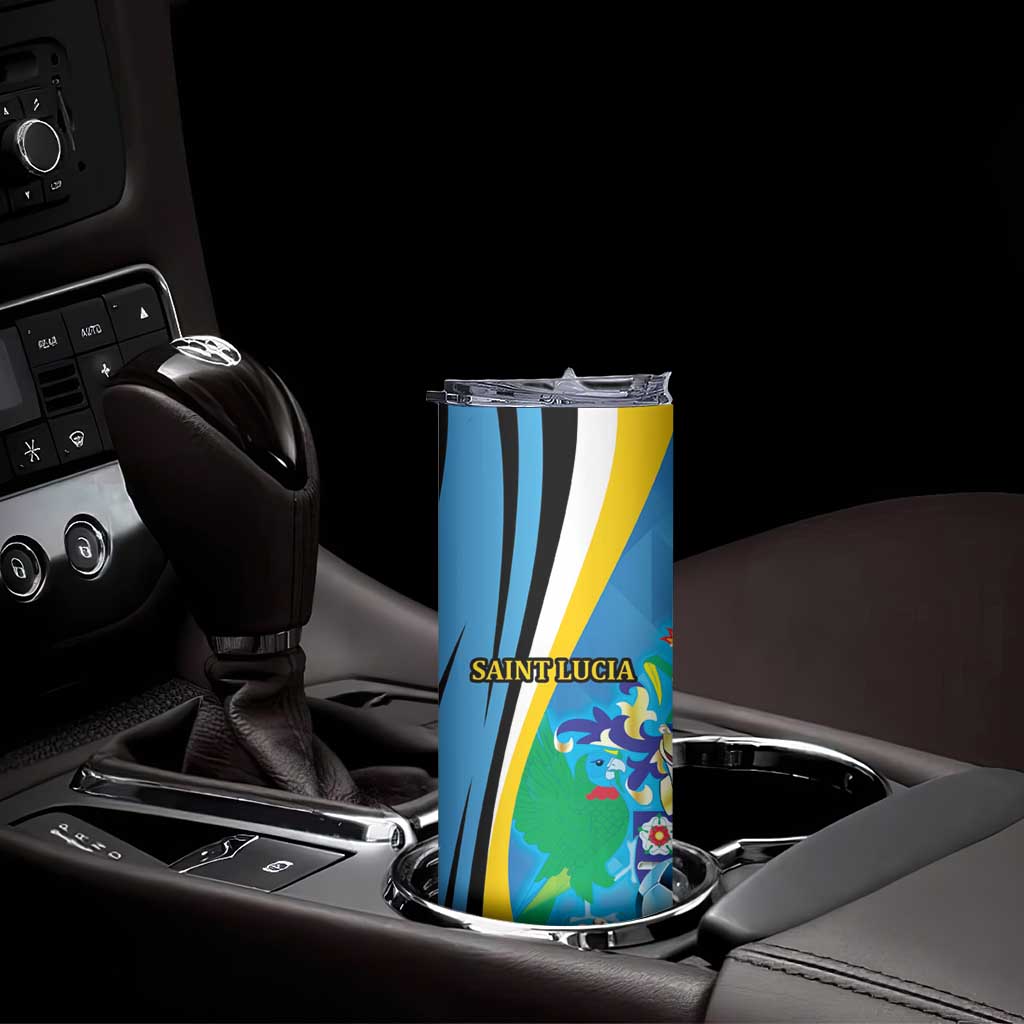 Custom Saint Lucia Football Skinny Tumbler Sporty Pattern