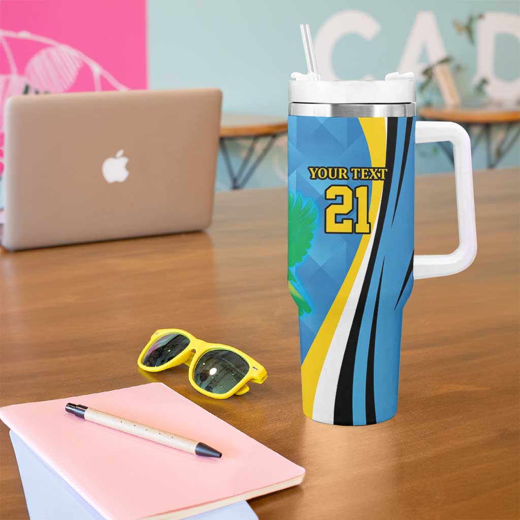 Custom Saint Lucia Football Tumbler With Handle Sporty Pattern