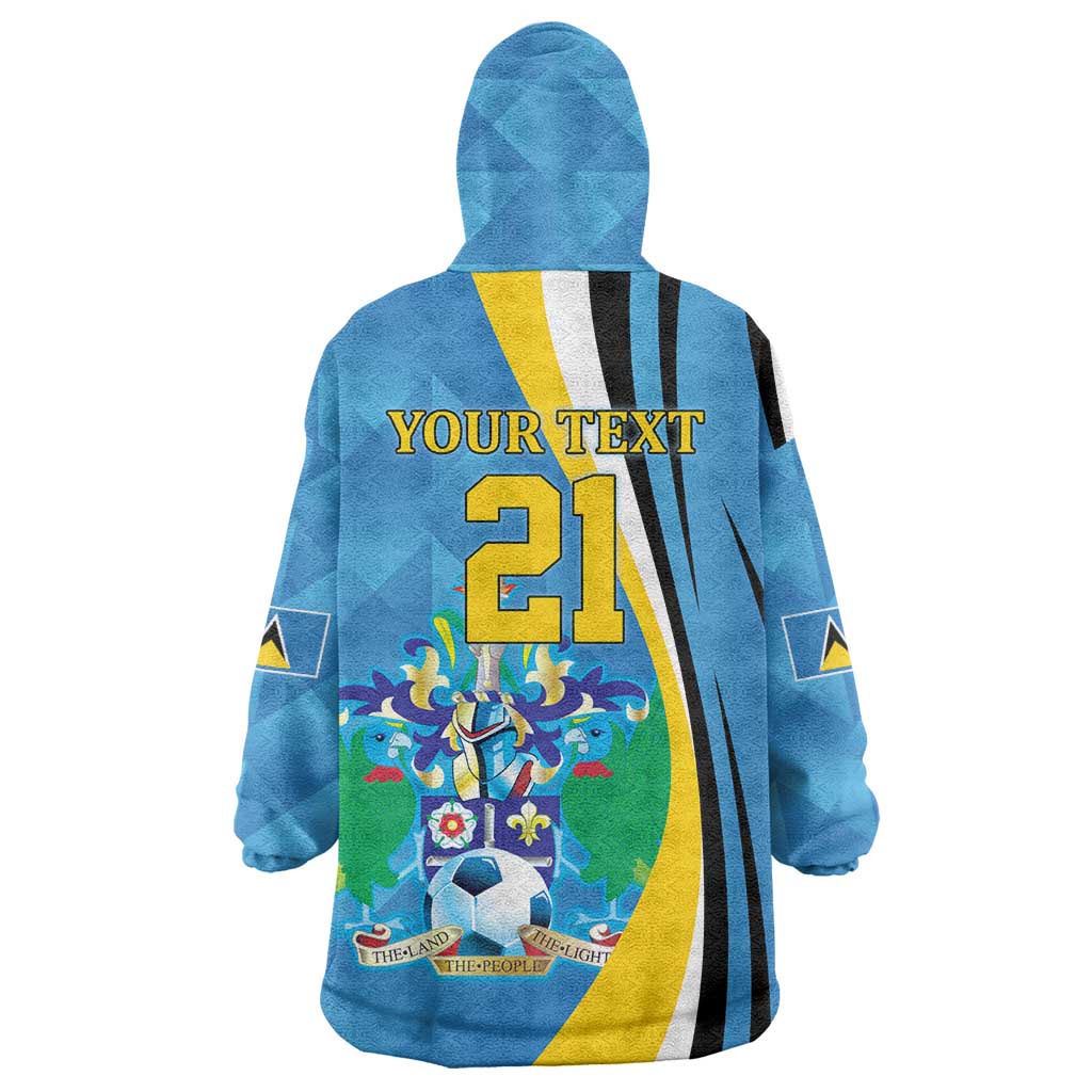 Custom Saint Lucia Football Wearable Blanket Hoodie Sporty Pattern