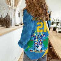 Custom Saint Lucia Football Women Casual Shirt Sporty Pattern