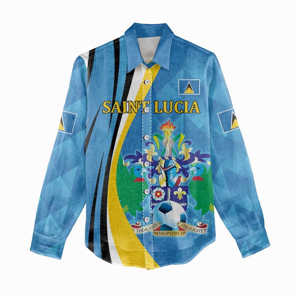 Custom Saint Lucia Football Women Casual Shirt Sporty Pattern