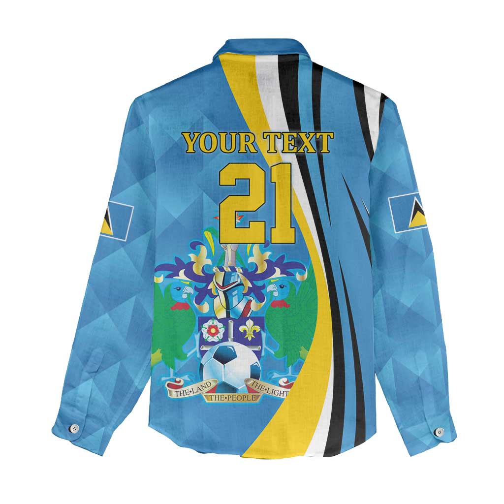 Custom Saint Lucia Football Women Casual Shirt Sporty Pattern