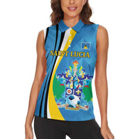 Custom Saint Lucia Football Women Sleeveless Polo Shirt Sporty Pattern