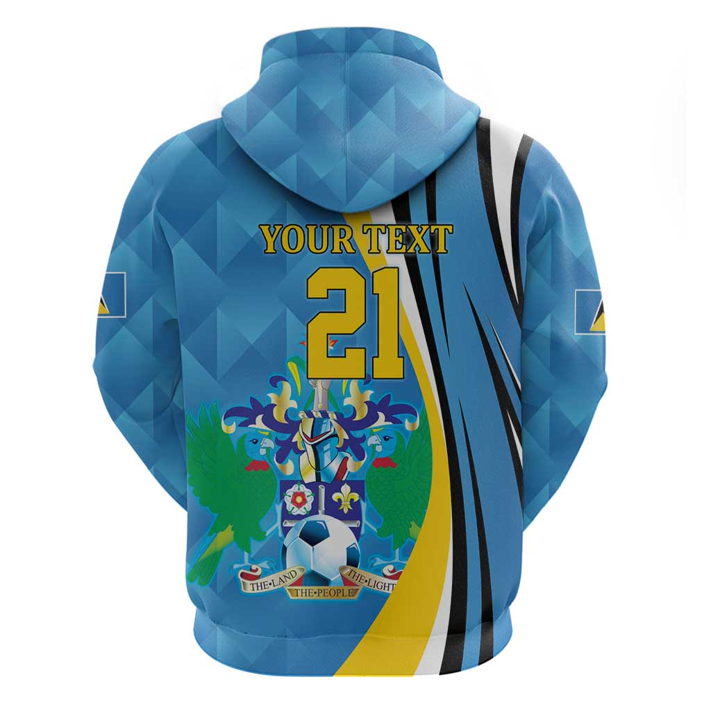 Custom Saint Lucia Football Zip Hoodie Sporty Pattern