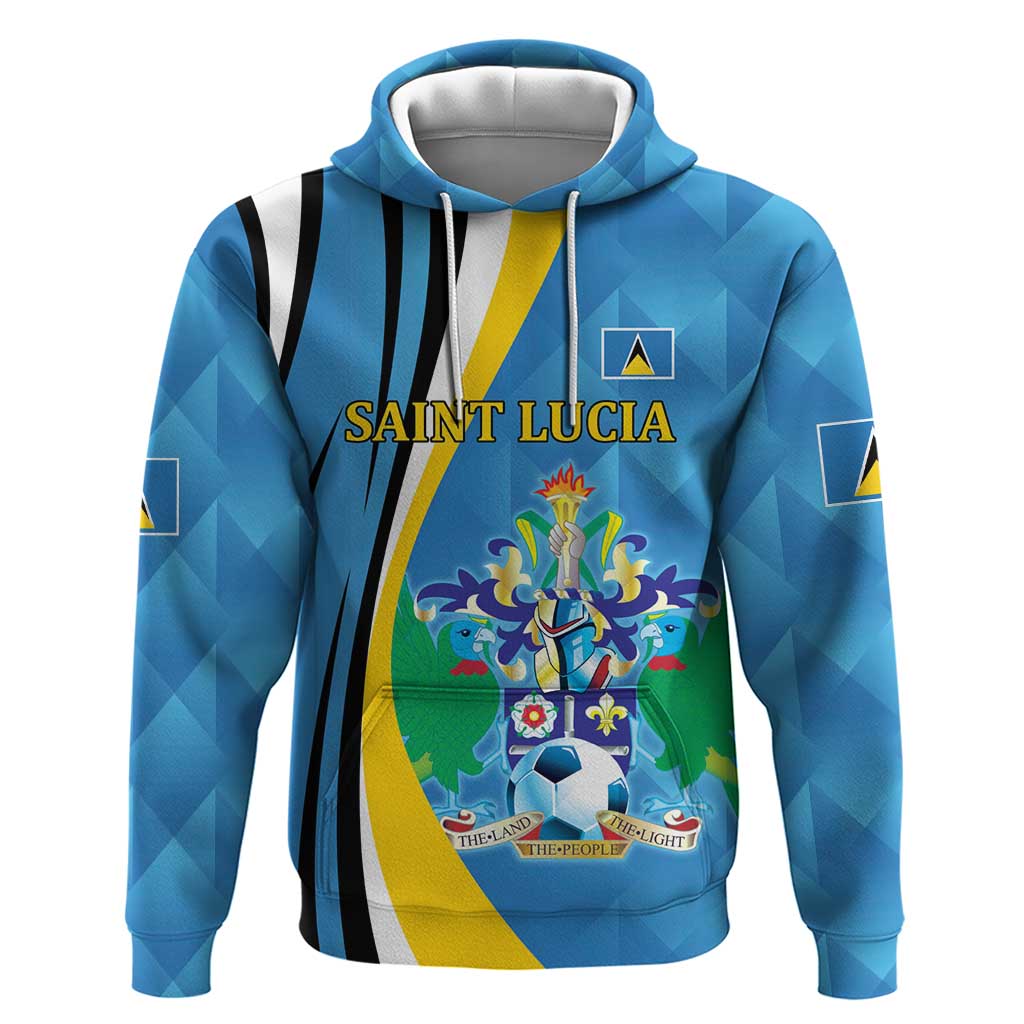 Custom Saint Lucia Football Zip Hoodie Sporty Pattern