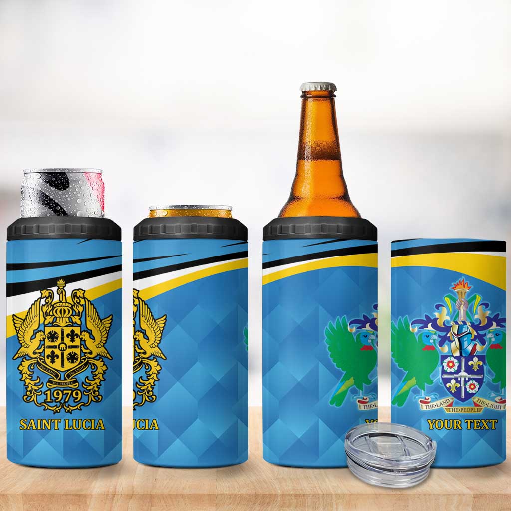 Personalized Saint Lucia Independence Day 4 in 1 Can Cooler Tumbler Since 1979