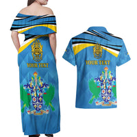 Personalized Saint Lucia Independence Day Couples Matching Off Shoulder Maxi Dress and Hawaiian Shirt Since 1979