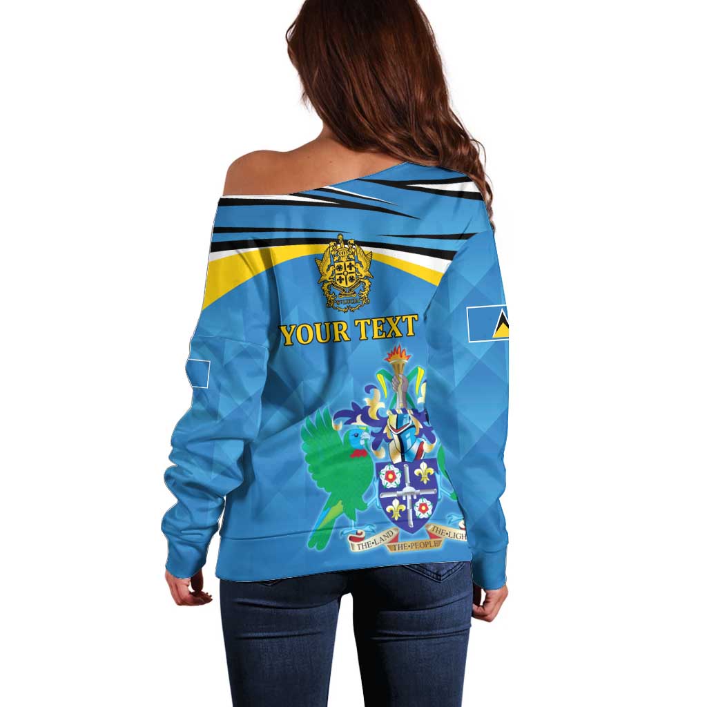 Personalized Saint Lucia Independence Day Off Shoulder Sweater Since 1979