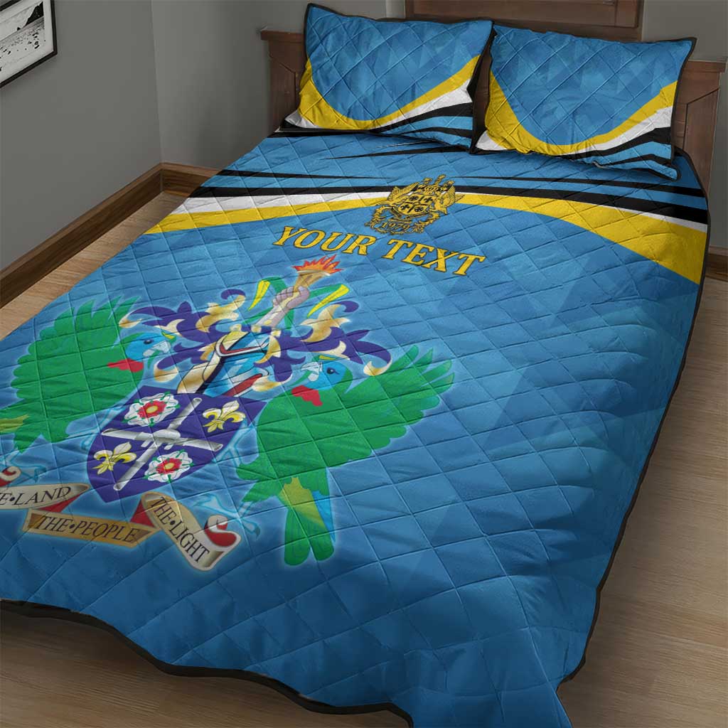 Personalized Saint Lucia Independence Day Quilt Bed Set Since 1979