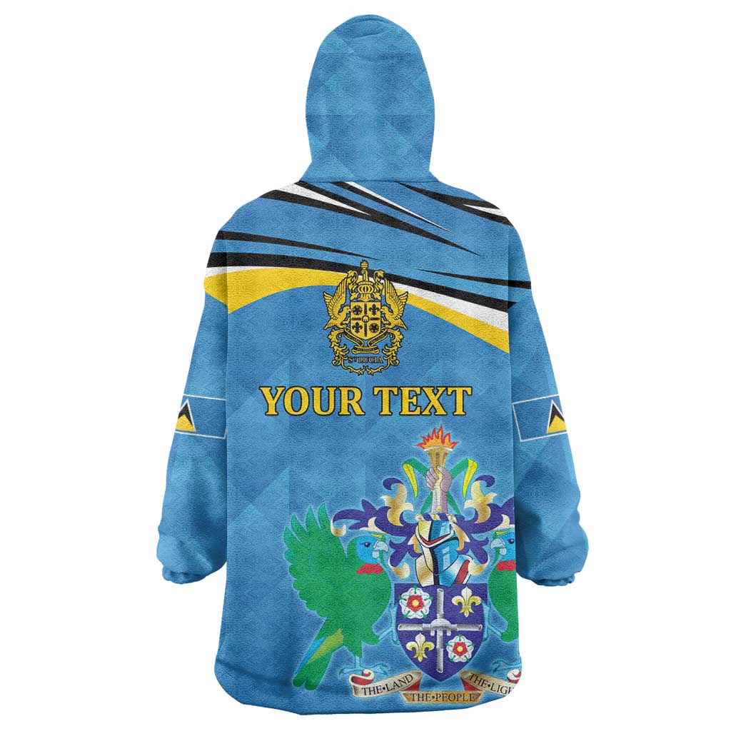 Personalized Saint Lucia Independence Day Wearable Blanket Hoodie Since 1979