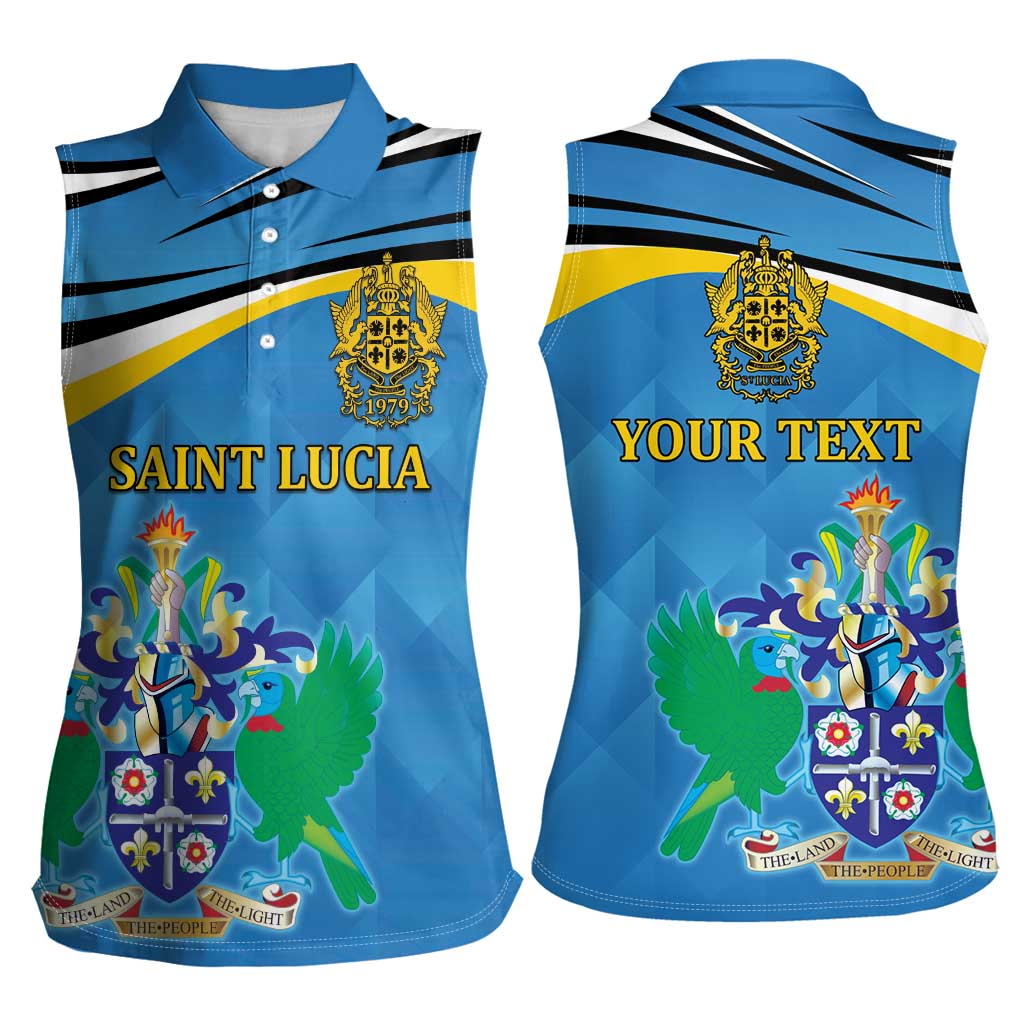 Personalized Saint Lucia Independence Day Women Sleeveless Polo Shirt Since 1979