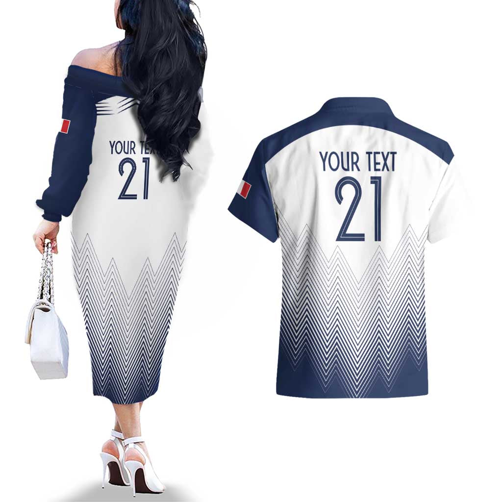 Custom France Rugby Couples Matching Off The Shoulder Long Sleeve Dress and Hawaiian Shirt Summer Paris 2024 LT9 - Wonder Print Shop