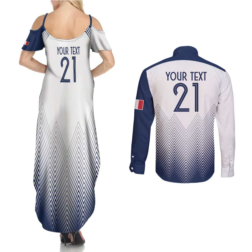 Custom France Rugby Couples Matching Summer Maxi Dress and Long Sleeve Button Shirt Summer Paris 2024 LT9 - Wonder Print Shop