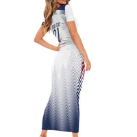 Custom France Rugby Family Matching Short Sleeve Bodycon Dress and Hawaiian Shirt Summer Paris 2024 - Wonder Print Shop