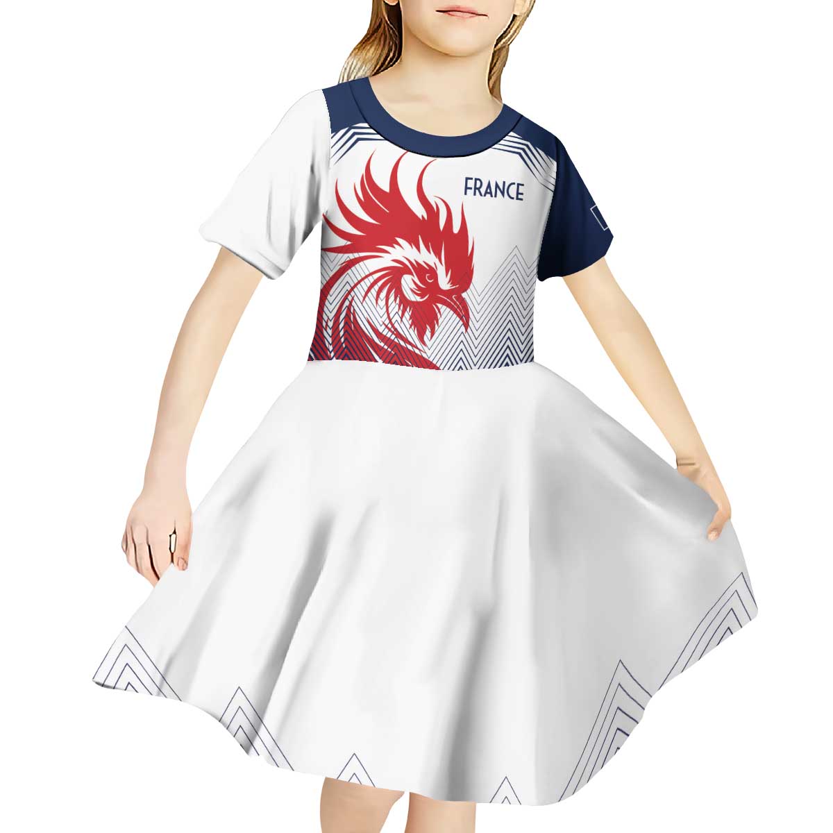 Custom France Rugby Kid Short Sleeve Dress Summer Paris 2024 - Wonder Print Shop