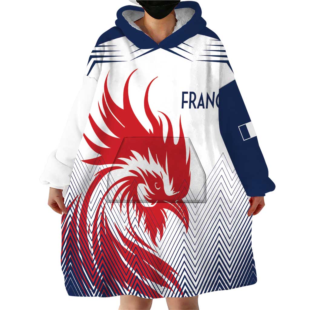 Custom France Rugby Wearable Blanket Hoodie Summer Paris 2024 - Wonder Print Shop