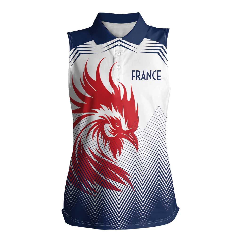 Custom France Rugby Women Sleeveless Polo Shirt Summer Paris 2024 - Wonder Print Shop