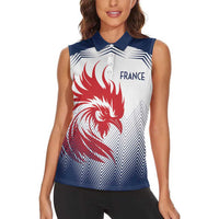 Custom France Rugby Women Sleeveless Polo Shirt Summer Paris 2024 - Wonder Print Shop