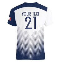 Custom France Rugby Women V-Neck T-Shirt Summer Paris 2024 - Wonder Print Shop