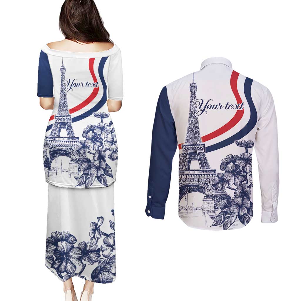 Custom France Women Rugby Couples Matching Puletasi and Long Sleeve Button Shirt Summer Flowers 2024 LT9 - Wonder Print Shop