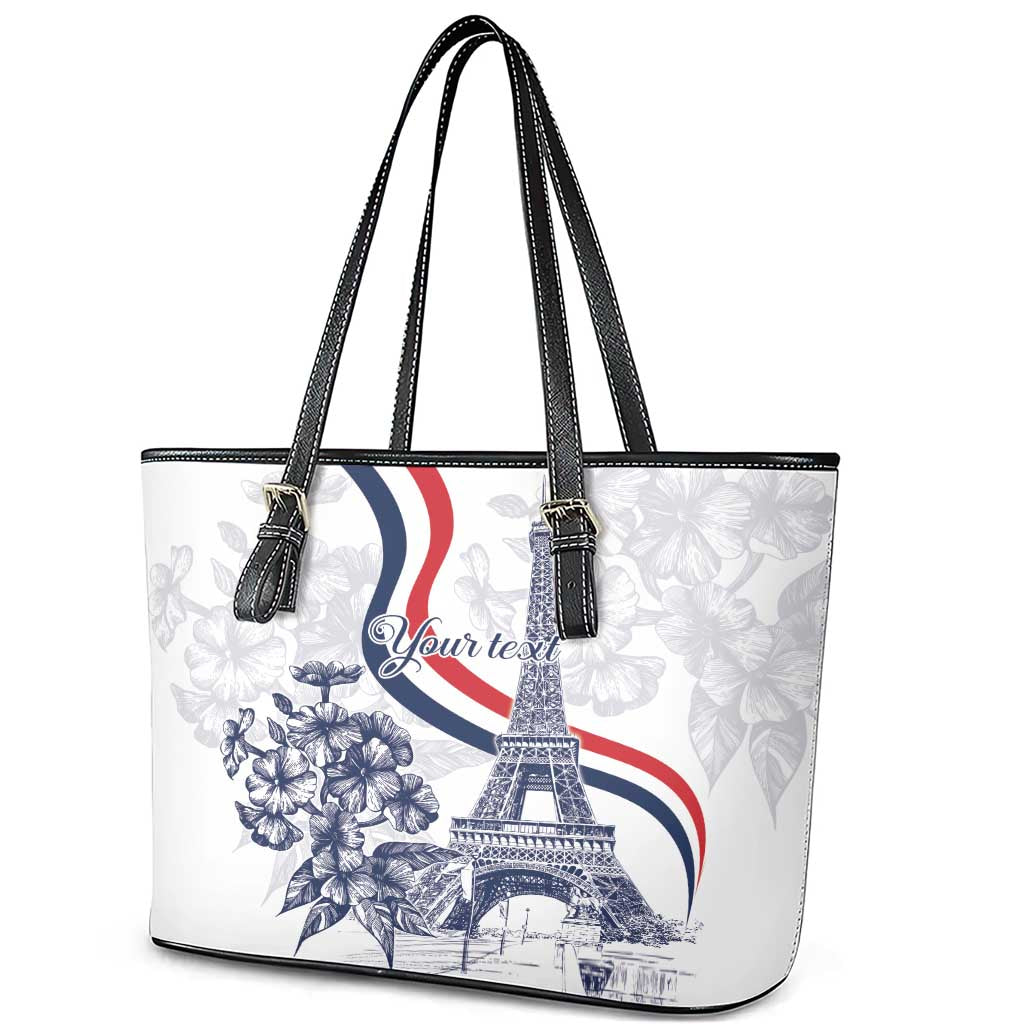 Custom France Women Rugby Leather Tote Bag Summer Flowers 2024 - Wonder Print Shop