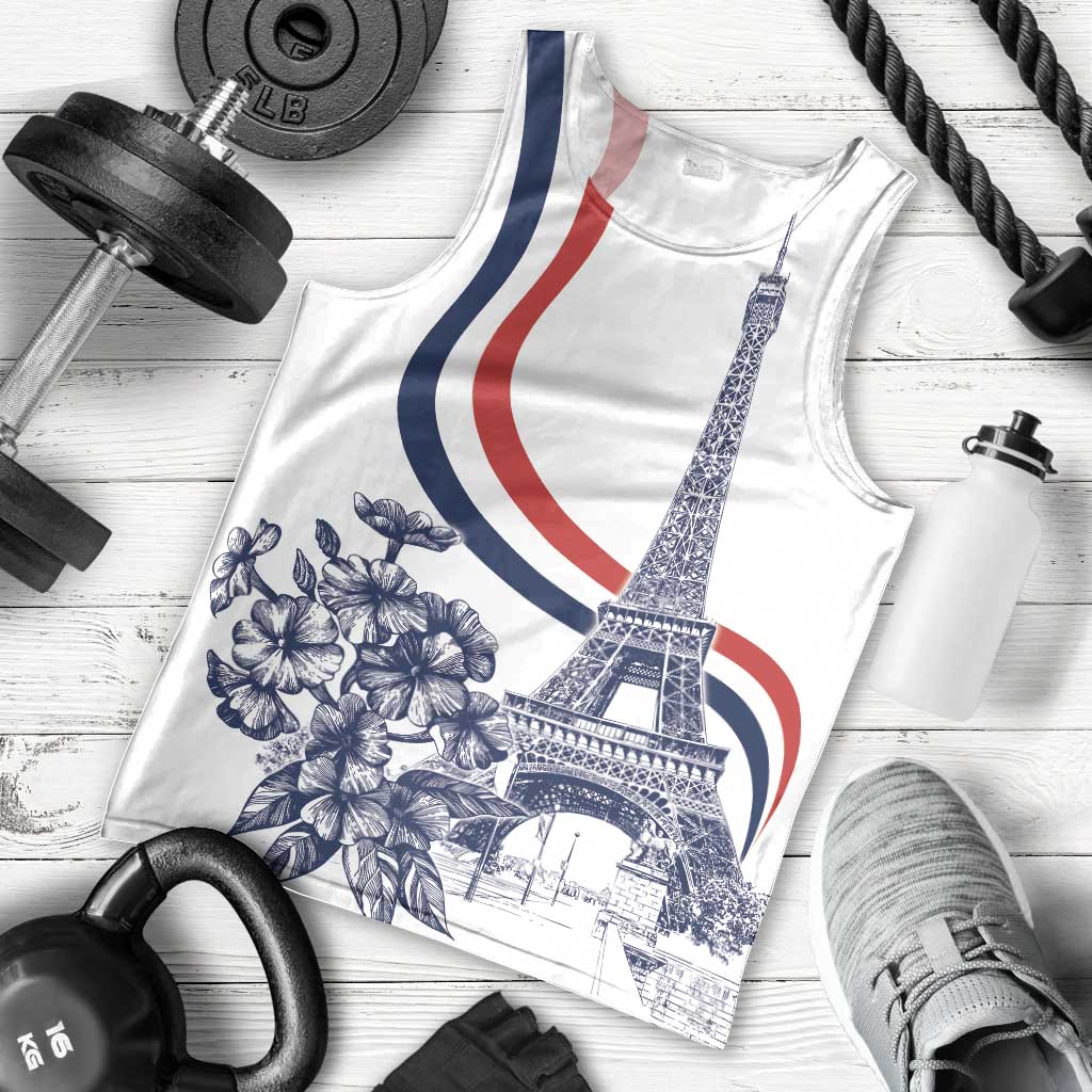 Custom France Women Rugby Men Tank Top Summer Flowers 2024 - Wonder Print Shop
