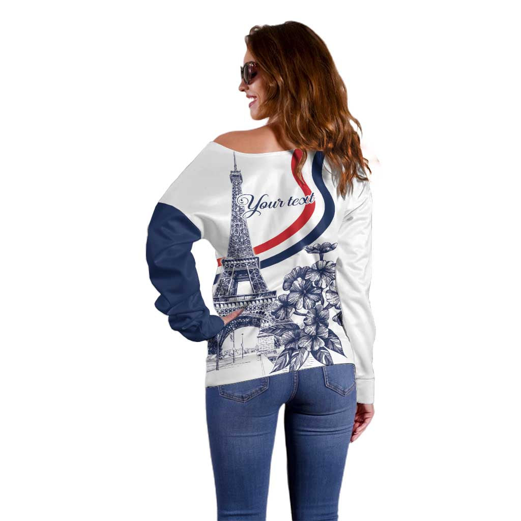 Custom France Women Rugby Off Shoulder Sweater Summer Flowers 2024 - Wonder Print Shop