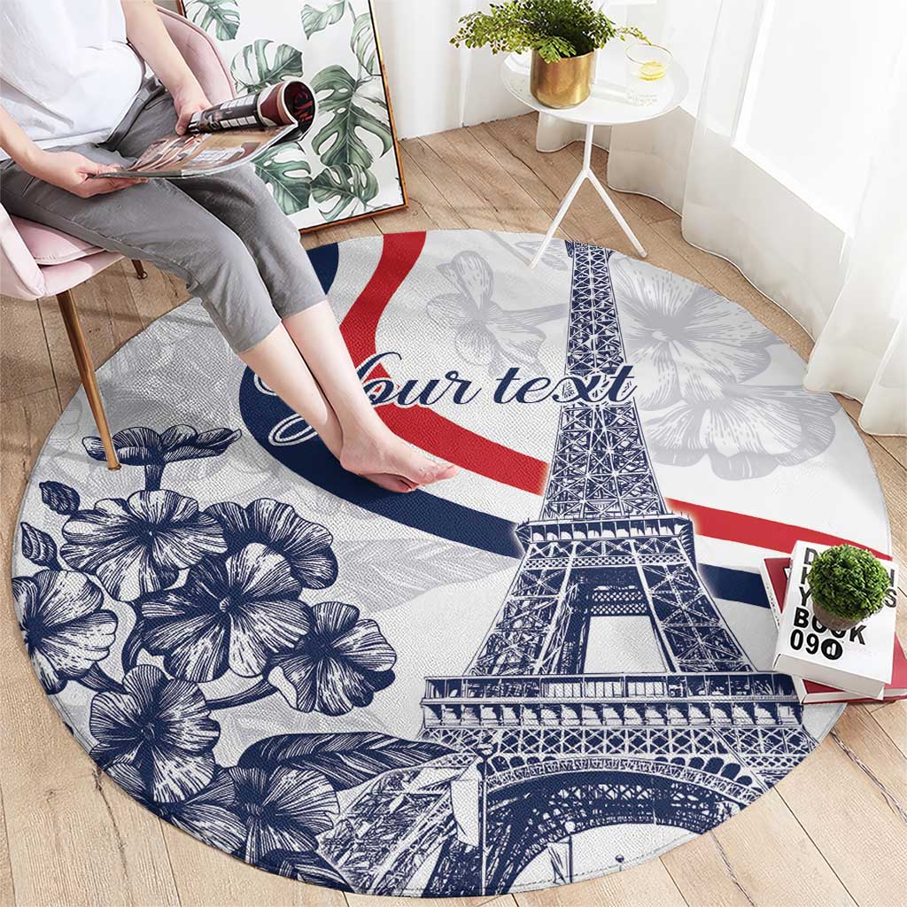 Custom France Women Rugby Round Carpet Summer Flowers 2024