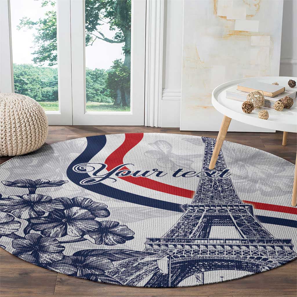 Custom France Women Rugby Round Carpet Summer Flowers 2024