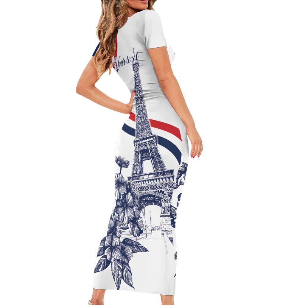 Custom France Women Rugby Short Sleeve Bodycon Dress Summer Flowers 2024 - Wonder Print Shop